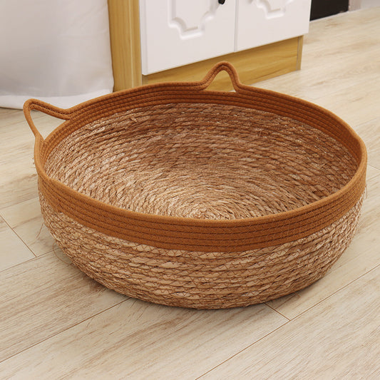 Handwoven Cotton and Linen Pet Bed