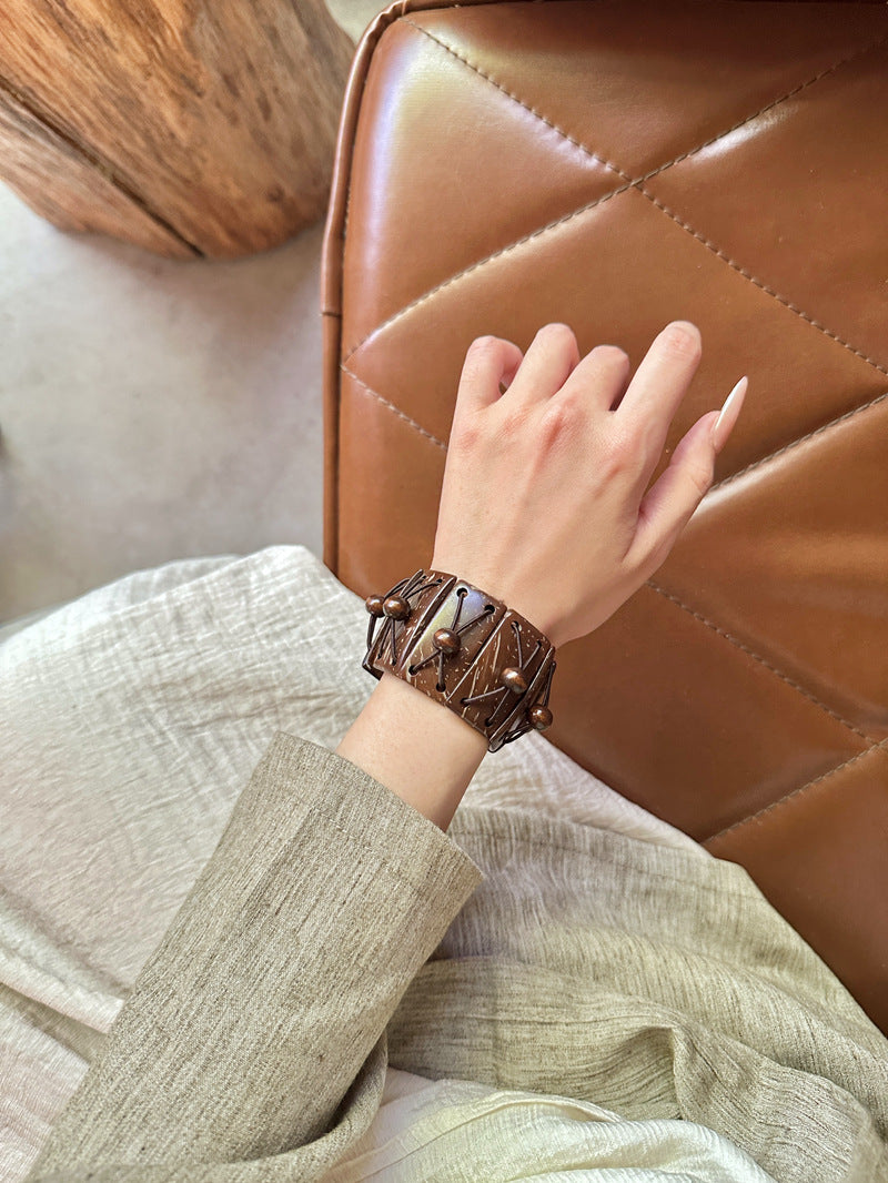 Coconut Shell Braided Rectangular Bracelet