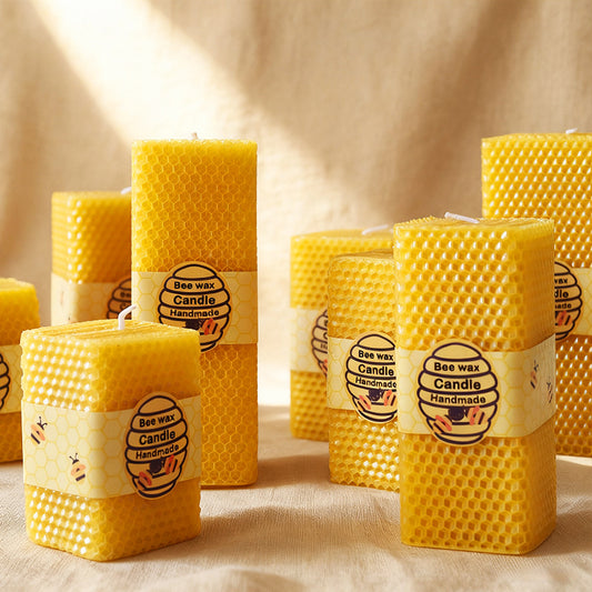 Square Roll Honeycomb Beeswax Candle