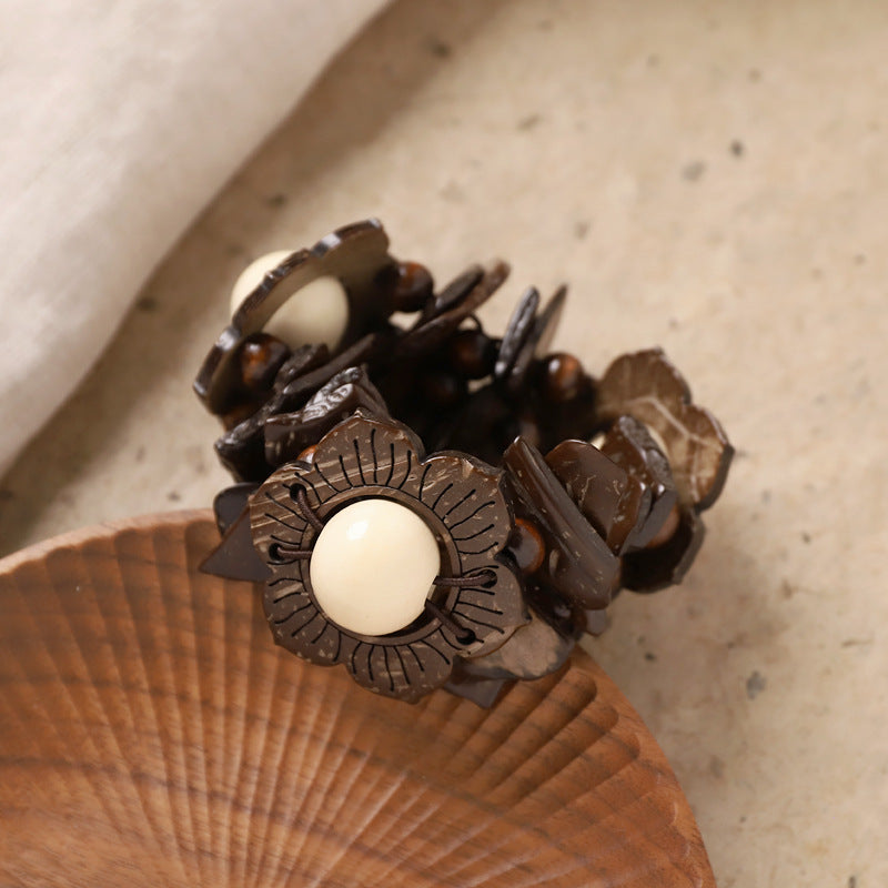 Coconut Shell Flower Bracelet