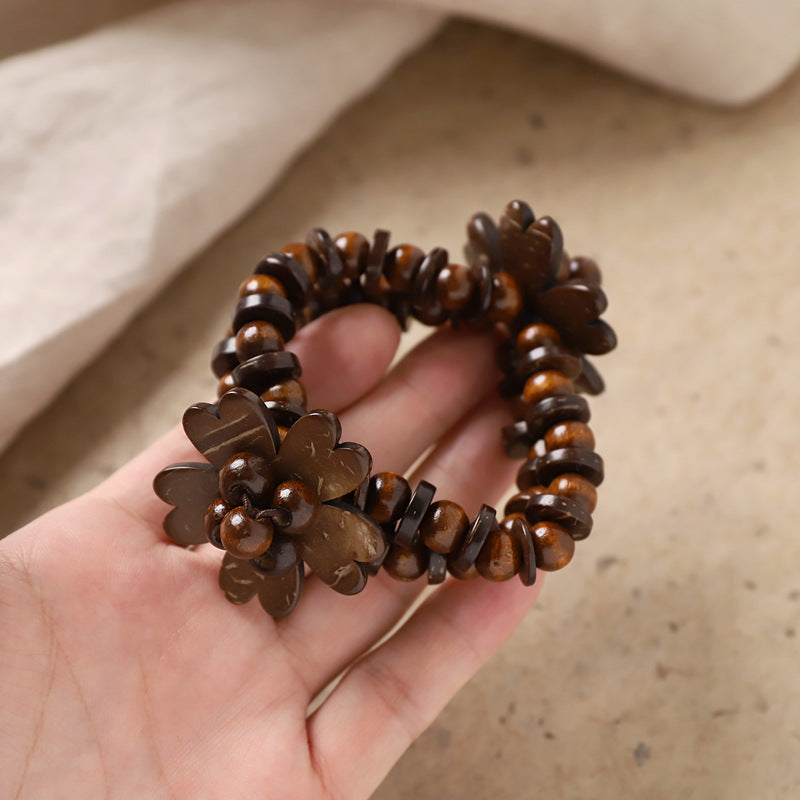 Coconut Shell Double Flower Bracelet