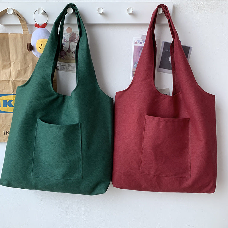 Reusable Canvas Tote Bag with a Pocket