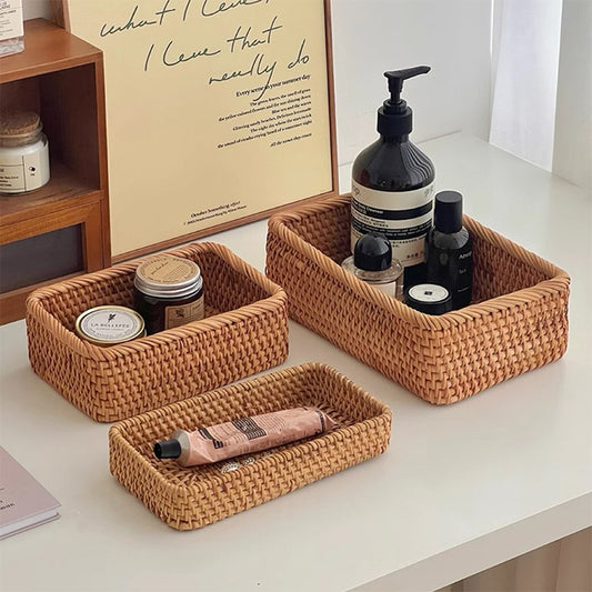 Retro Rattan Storage Basket and Organizer