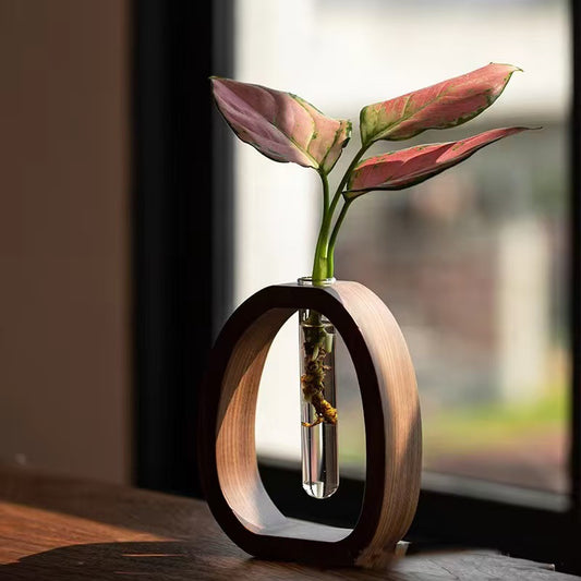 Creative Wood and Glass Decorative Vase