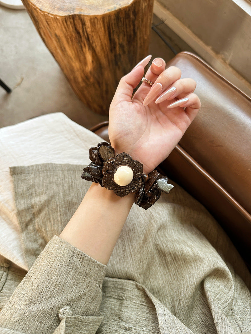Coconut Shell Flower Bracelet