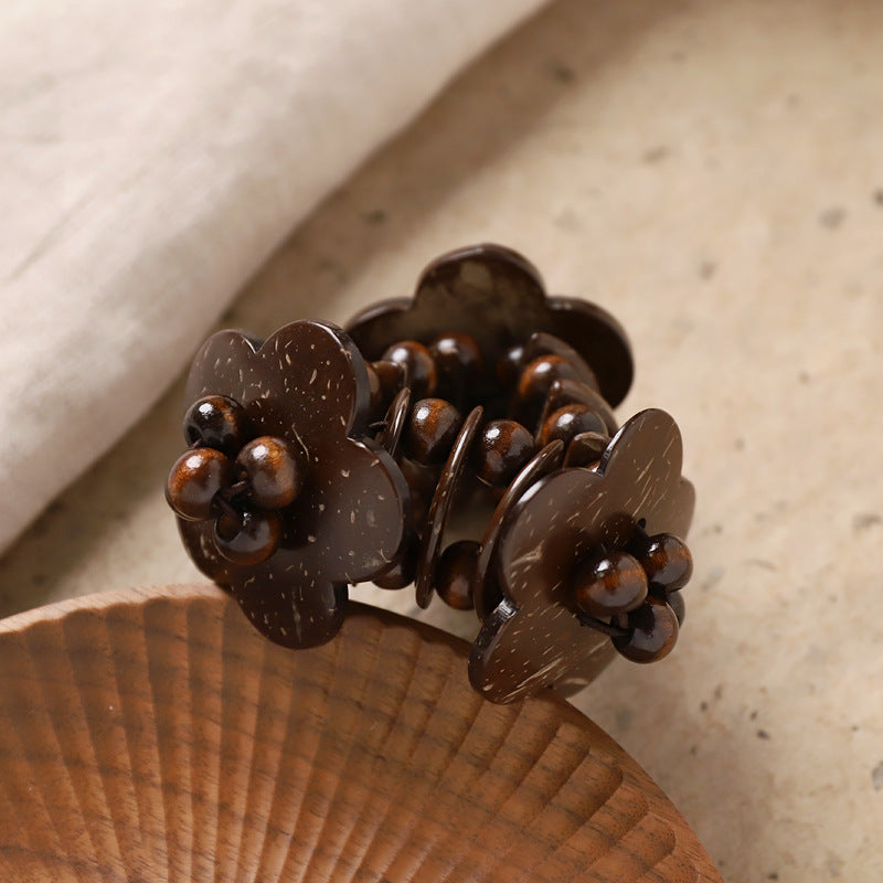 Coconut Shell Five-Petal Flower Bracelet