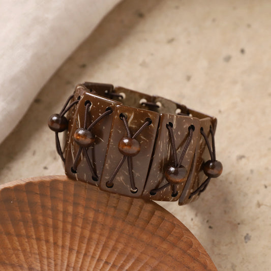 Coconut Shell Braided Rectangular Bracelet