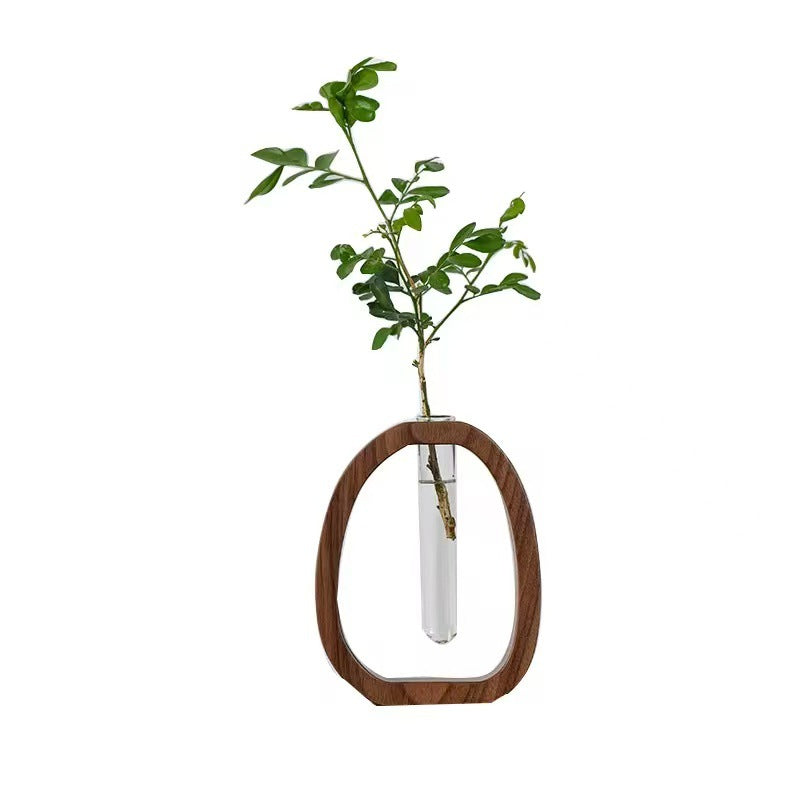 Creative Wood and Glass Decorative Vase