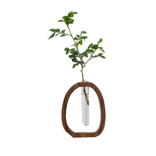 Creative Wood and Glass Decorative Vase