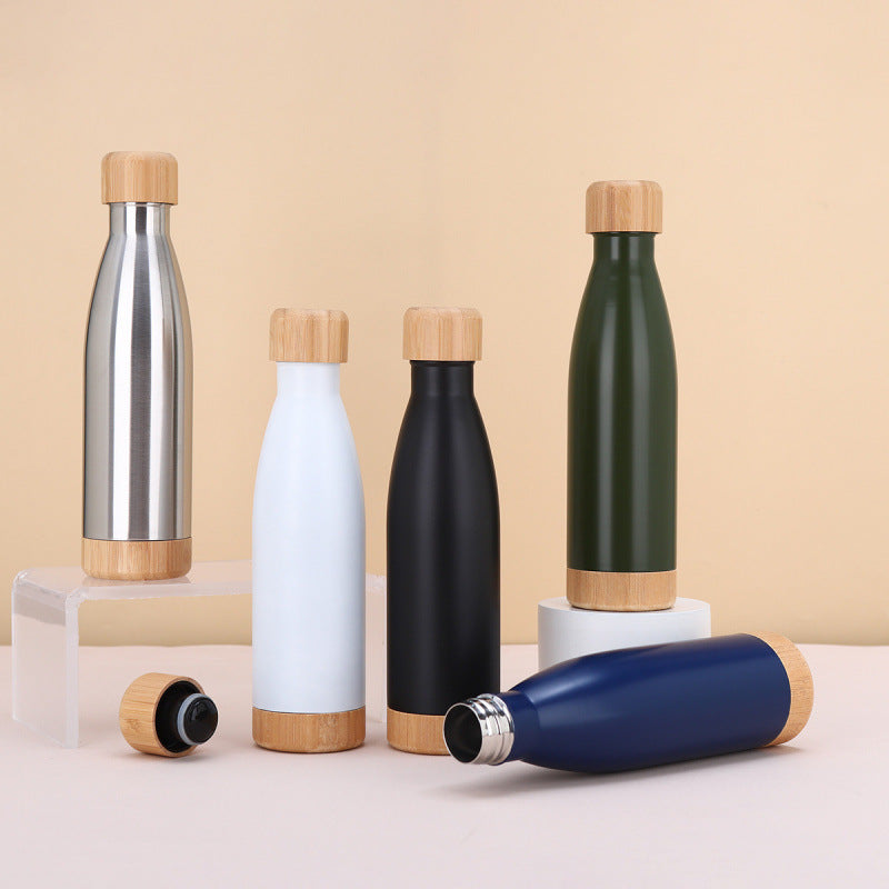 Bamboo and Stainless Steel Thermos Bottle
