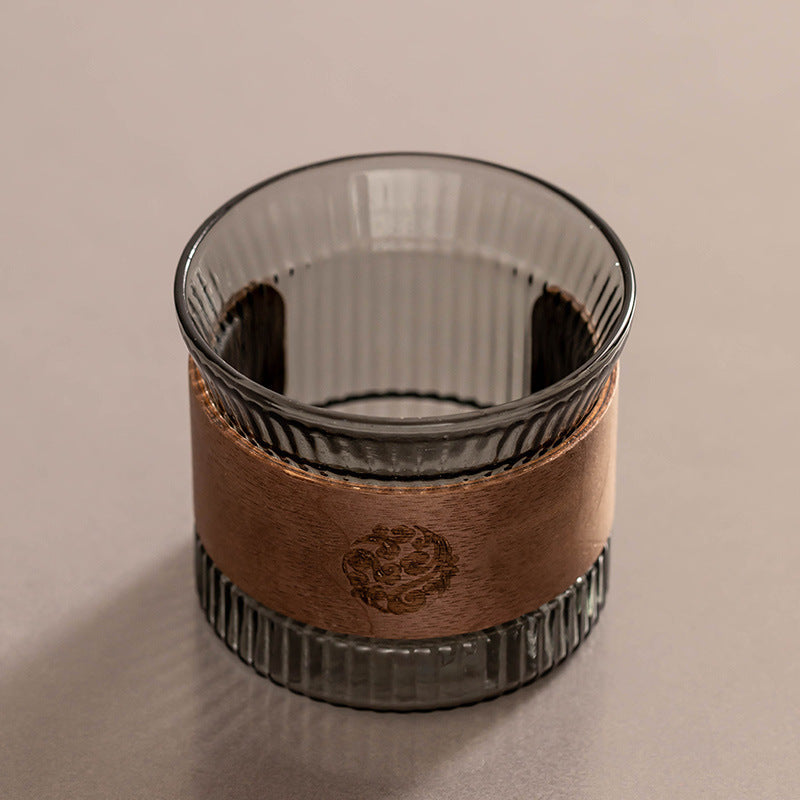 Set of Eco Glass Cups with Wooden Holder