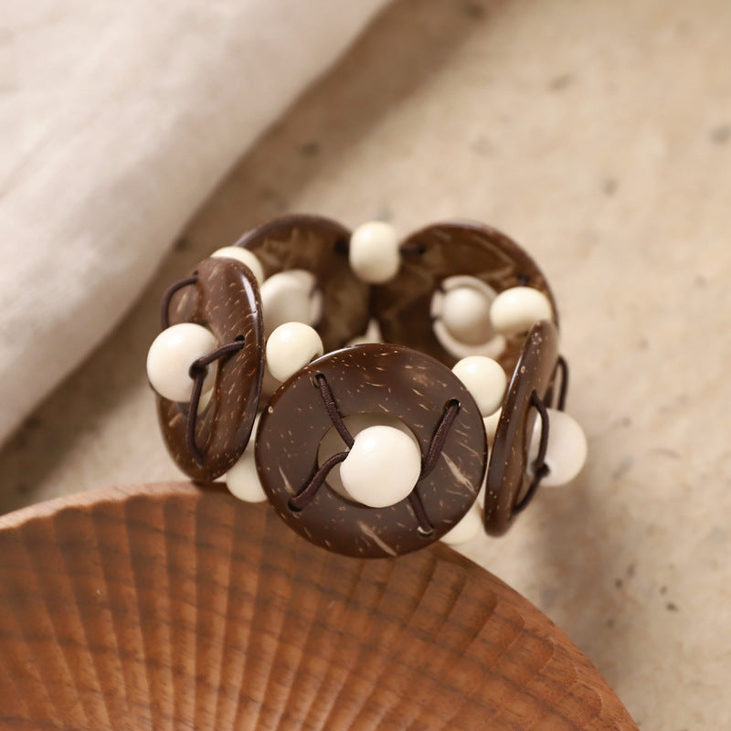 Coconut Shell Disc Bracelet