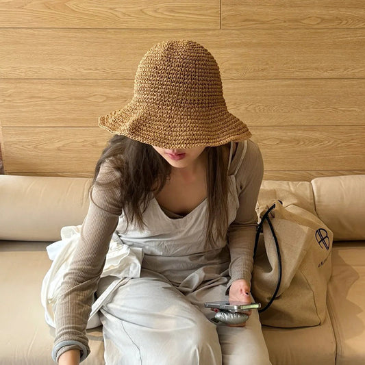 Straw Crochet Bucket Hat