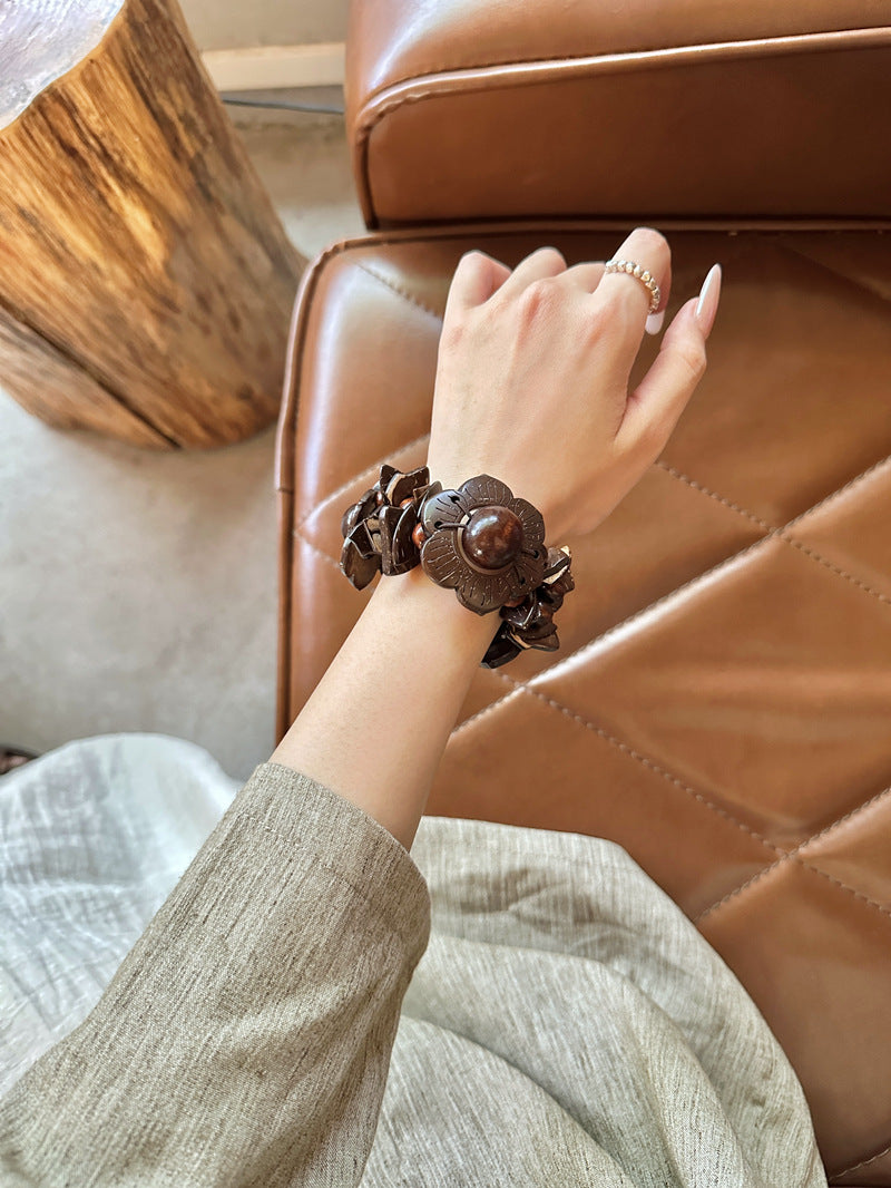 Coconut Shell Flower Bracelet