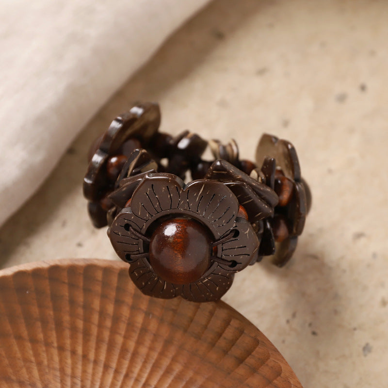 Coconut Shell Flower Bracelet