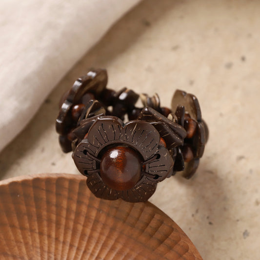 Coconut Shell Flower Bracelet