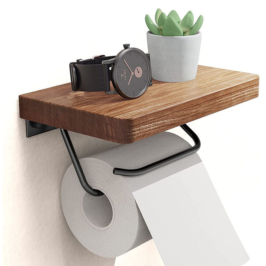 Bathroom Walnut Wood Tissue Rack
