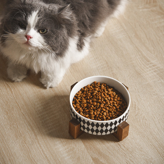 Premium Ceramic Black and White Patterns Pet Bowl