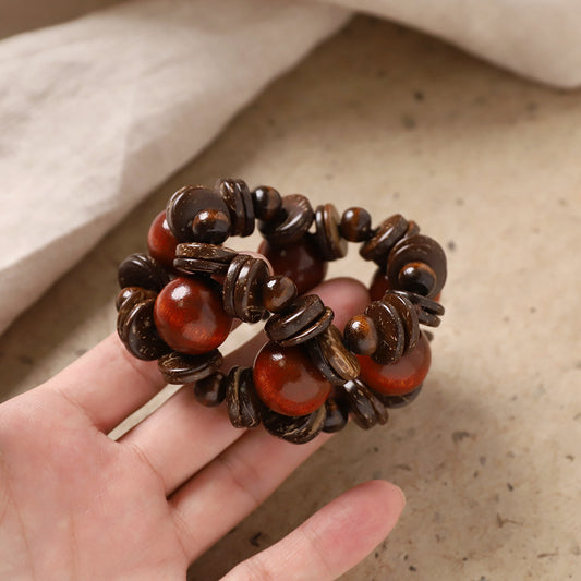Coconut Shell Wood Bead Double Layer Bracelet
