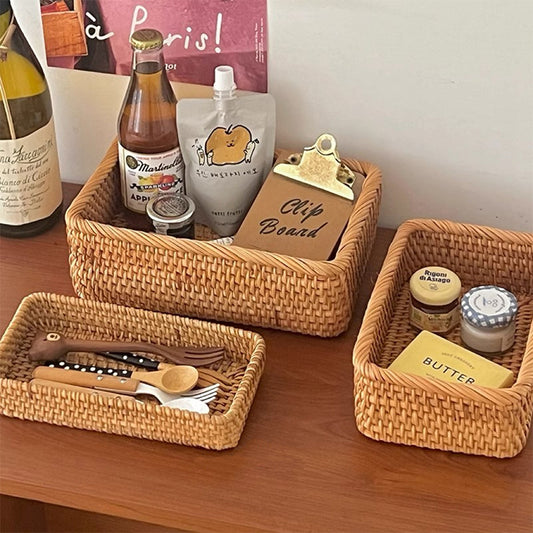 Retro Rattan Storage Basket and Organizer